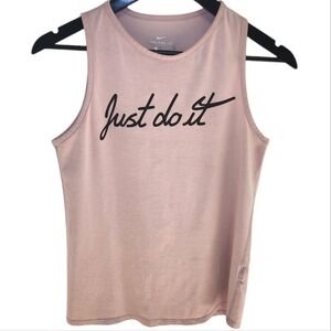 NIKE JUST DO IT SCRIPT ATHLETIC TANK. PINK/XS